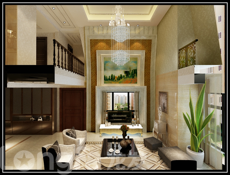 欧式 别墅 80后 小资 收纳 白领 客厅图片来自北京龙发装石家庄分公司在天山新公爵450平案例的分享