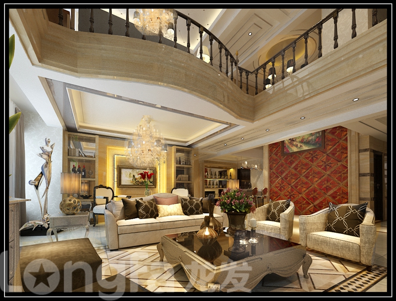 欧式 别墅 80后 小资 收纳 白领 客厅图片来自北京龙发装石家庄分公司在天山新公爵450平案例的分享