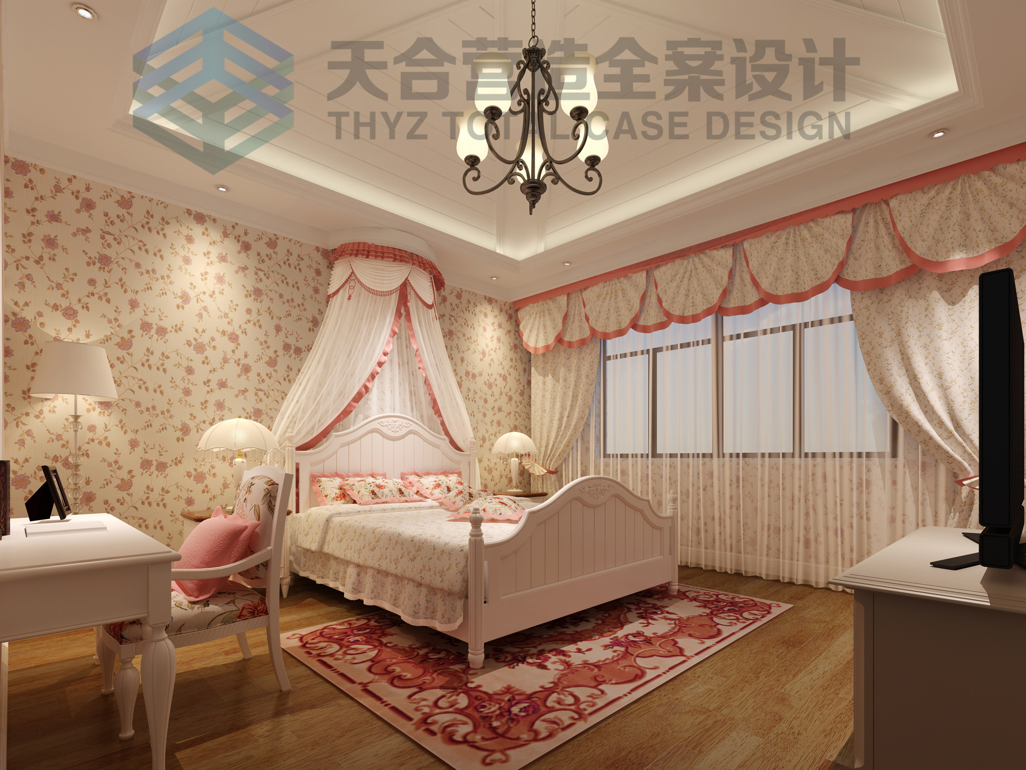 美式 别墅 舒适 宁静 卧室图片来自武汉天合营造设计在碧桂园350平古典美式风的分享
