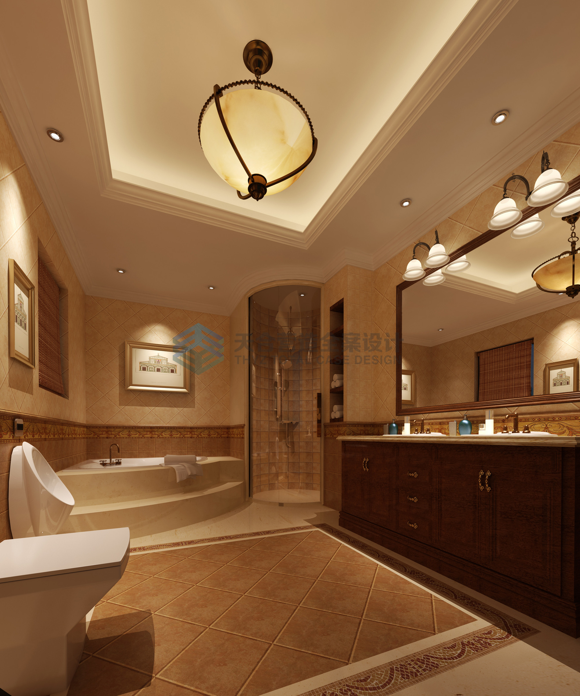 别墅 客厅 卧室 餐厅 卫生间 卫生间图片来自天合营造在碧桂园350平古典美式风的分享