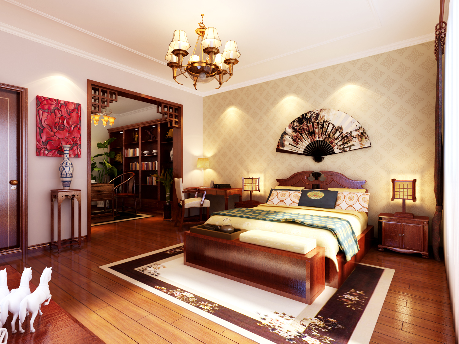 别墅 中式 卧室图片来自石俊全在中式--给人庄重与优雅的双重感受的分享