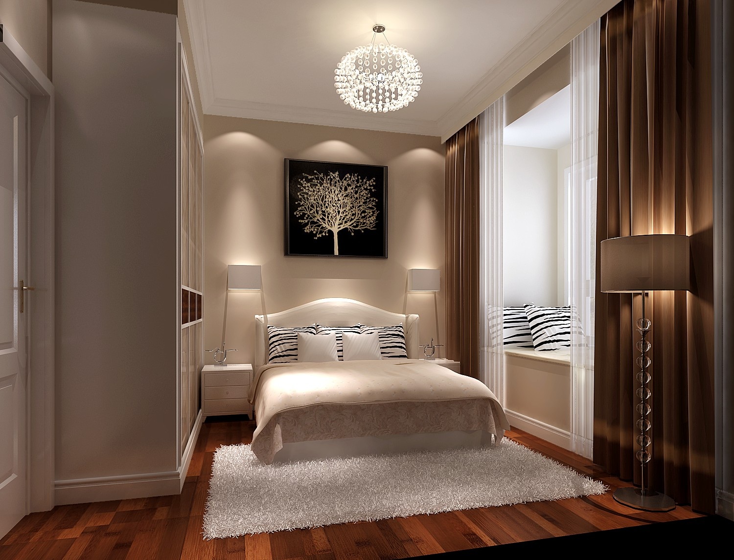 高度国际 二居 白领 小资 卧室图片来自凌军在3.4w打造时尚的二居室鲁能七号院的分享