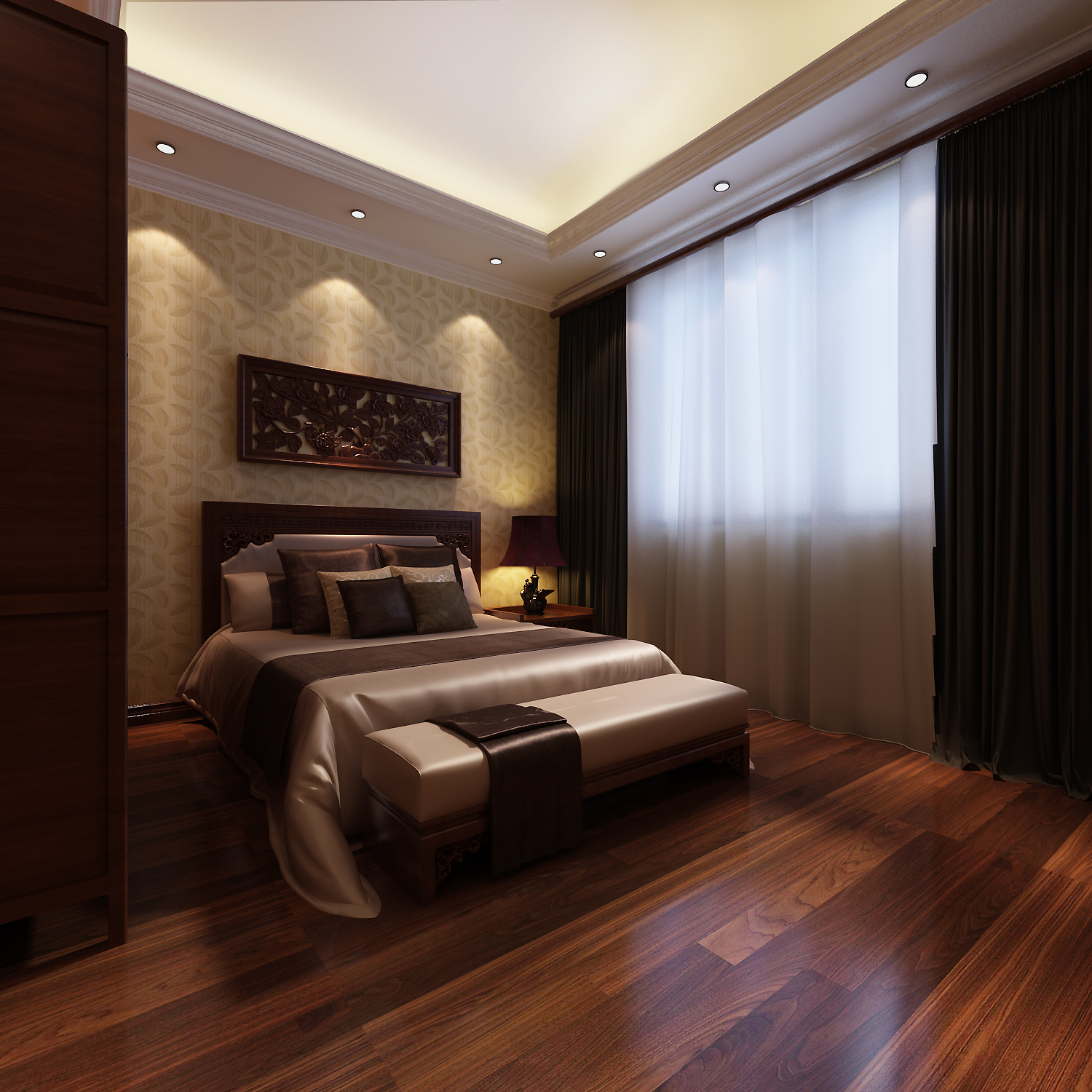 别墅 中式 卧室图片来自石俊全在中式--给人庄重与优雅的双重感受的分享