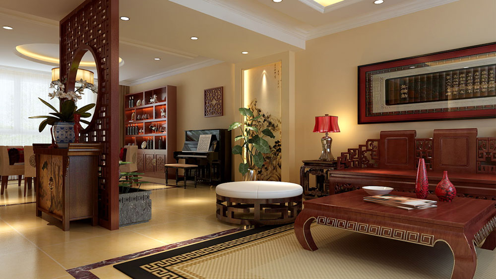 金隅国际 三居室 新中式风格 高度国际 装修设计 客厅图片来自高度国际装饰宋增会在三居室 金隅国际的分享