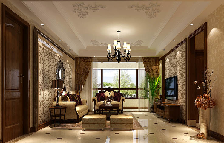 简约 欧式 三居 客厅图片来自高度国际设计装饰在西山华府龙园170㎡简约欧式风格的分享