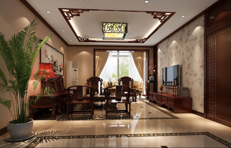 中式 三居 客厅图片来自高度国际设计装饰在四合上院145㎡新中式风格的分享
