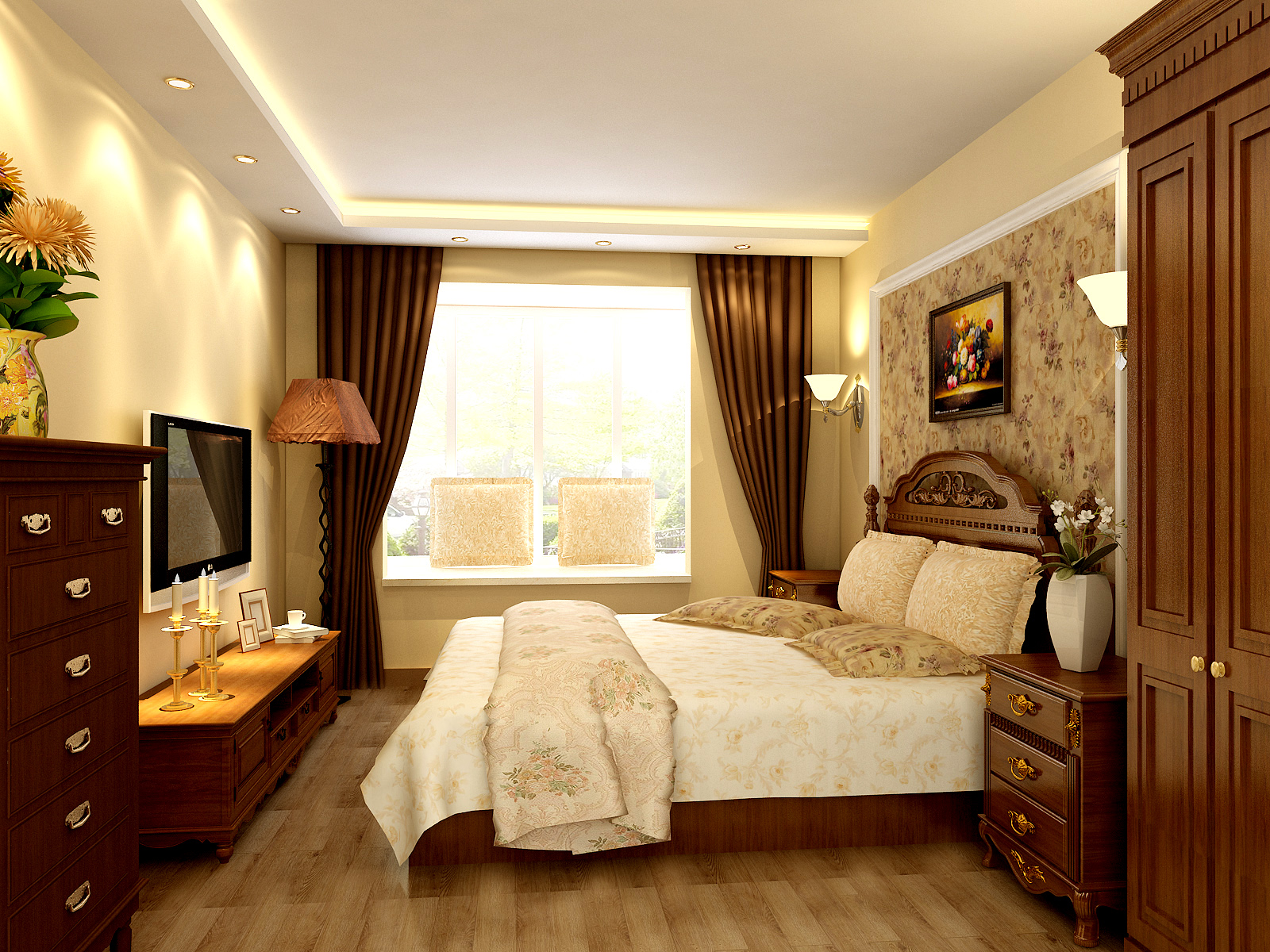 简约 欧式 三居 卧室图片来自实创装饰上海公司在三居室欧式暖色调风格装修的分享