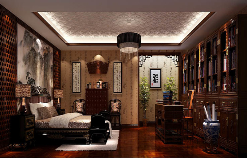 欧式 别墅 书房图片来自高度国际设计装饰在中海尚湖世家300㎡欧式设计案例的分享