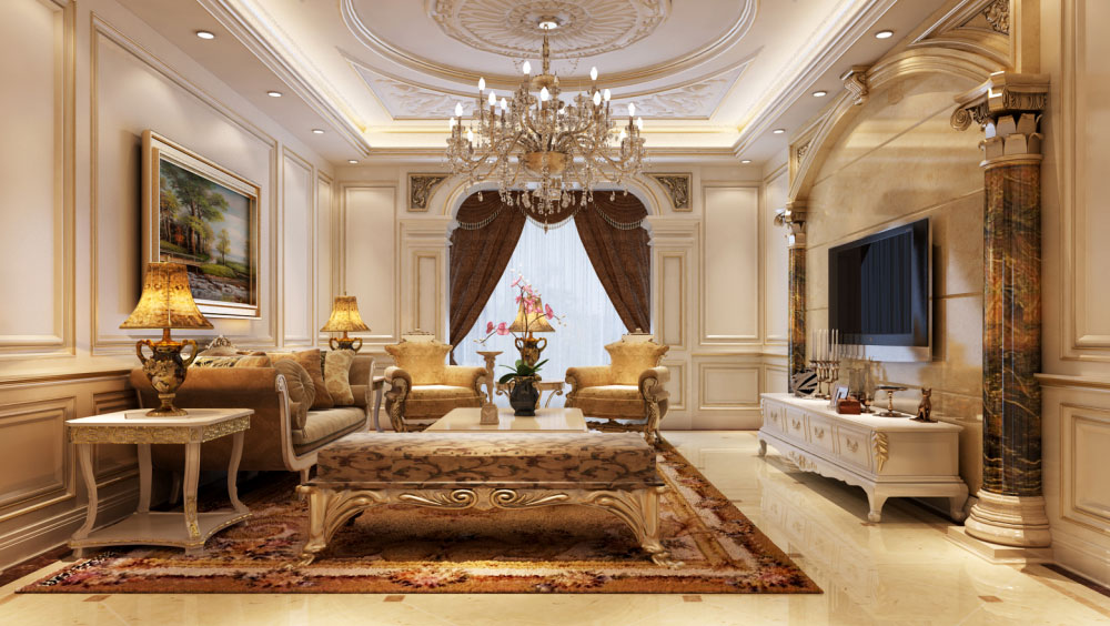 紫金长安 四居室 法式风格gd 装修设计 客厅图片来自高度国际装饰宋增会在紫金长安 法式风格的分享