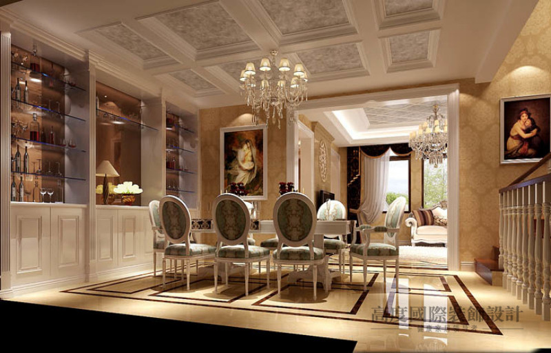 欧式 别墅 餐厅图片来自高度国际设计装饰在中海尚湖世家300㎡欧式设计案例的分享
