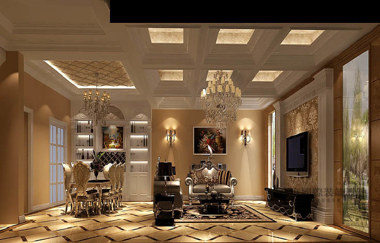 欧式 别墅 客厅图片来自高度国际设计装饰在中粮祥云386㎡双拼别墅欧式风格的分享