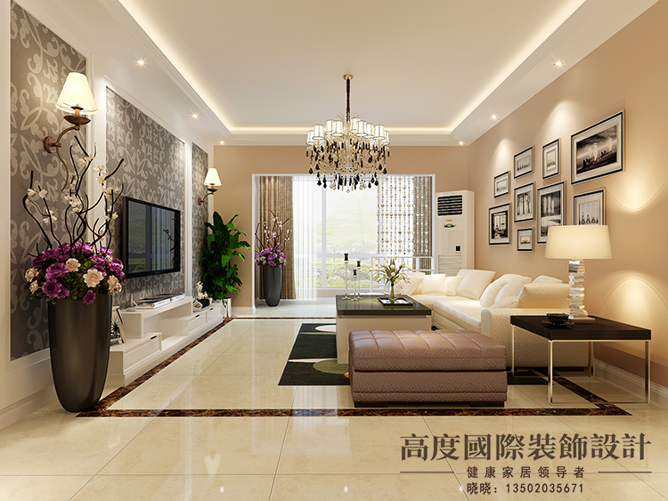 简约 欧式 三居 客厅图片来自天津高度国际装饰设计在新汇华庭~简欧风格的分享