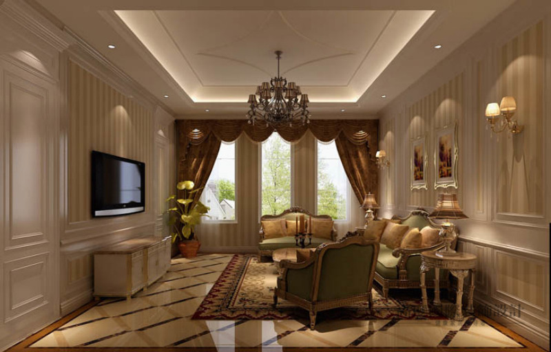 欧式 别墅 客厅图片来自高度国际设计装饰在中海尚湖世家300㎡欧式风格的分享