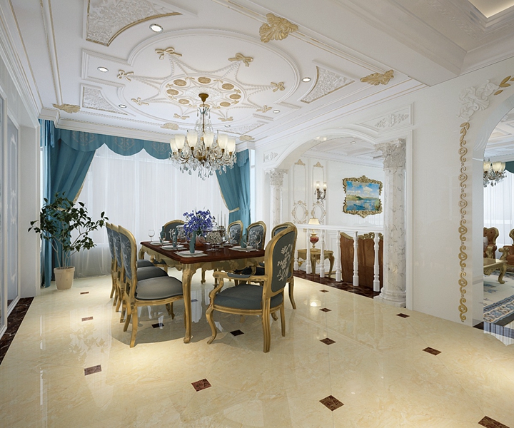 法式 别墅 康城 奢侈 餐厅图片来自尚层装饰-杨在康城430平米法式装修风格的分享