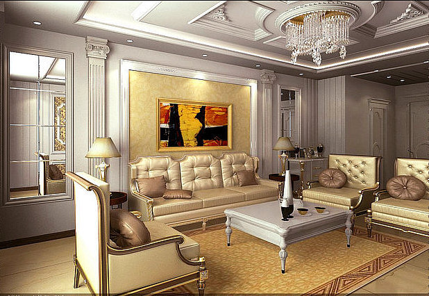 珠江荣景 装修设计 奢华欧式 欧式效果图 客厅图片来自郑州超凡装修设计在珠江荣景115平欧式风格奢侈设计的分享