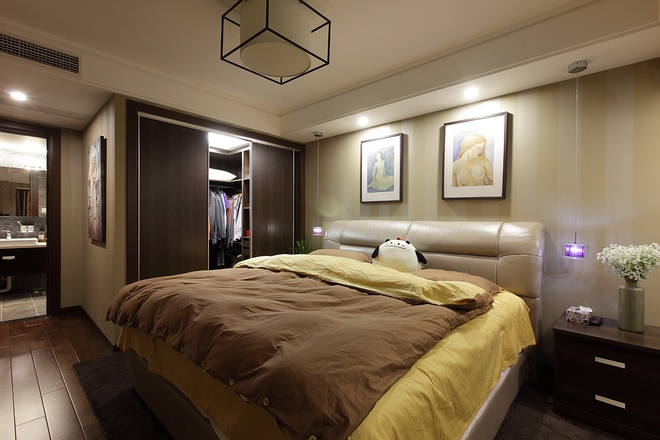 现代简约 三居室设计 卧室图片来自上海实创-装修设计效果图在136平现代简约清爽舒适家居风的分享