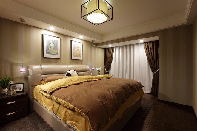 现代简约 三居室设计 卧室图片来自上海实创-装修设计效果图在136平现代简约清爽舒适家居风的分享