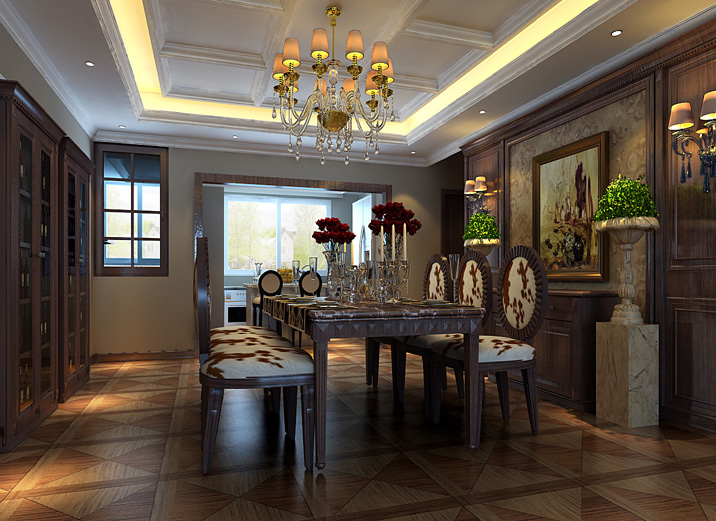 餐厅图片来自天津实创装修_装饰在经典四居低调欧式风韵的分享