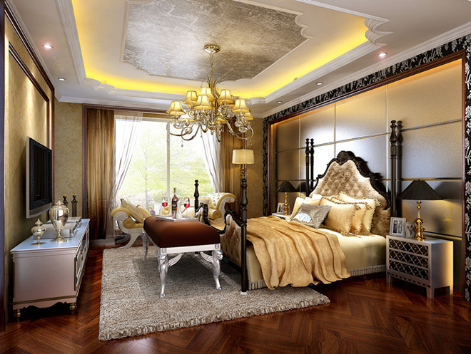 红木林北区 三居室 欧式风格 高度国际 装修设计 卧室图片来自高度国际装饰宋增会在红木林北区 简欧风格的分享