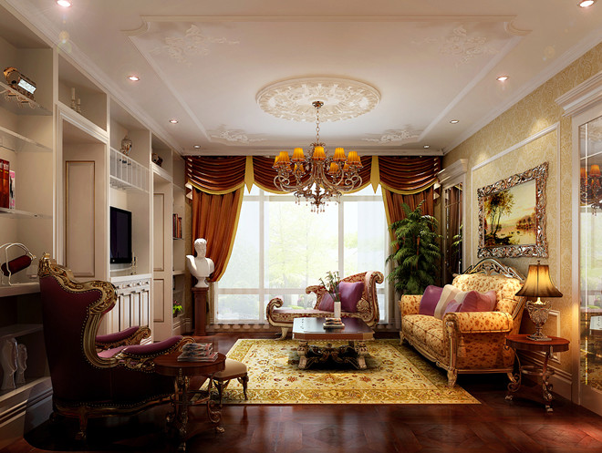 红木林北区 三居室 欧式风格 高度国际 装修设计 客厅图片来自高度国际装饰宋增会在红木林北区 简欧风格的分享