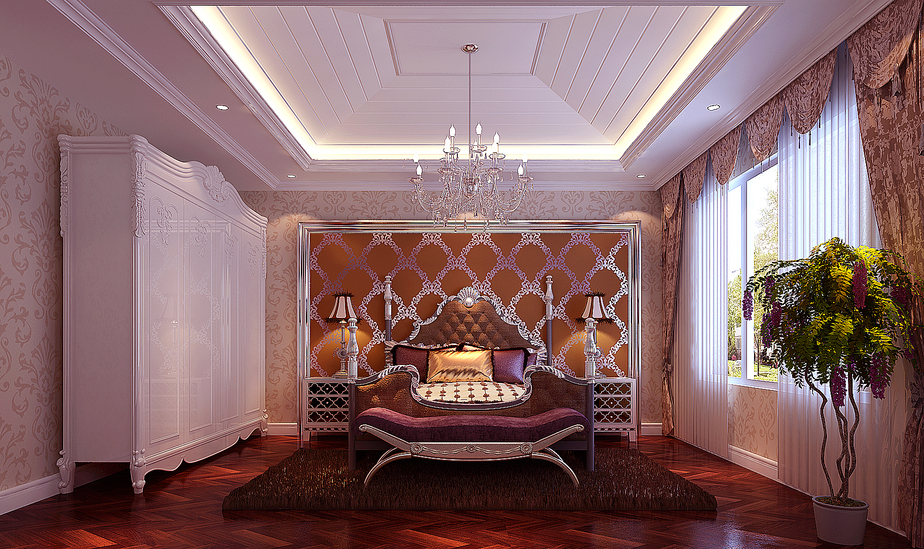 新古典 白领 三居 卧室图片来自北京今朝装饰刘在鲁能七号院的分享