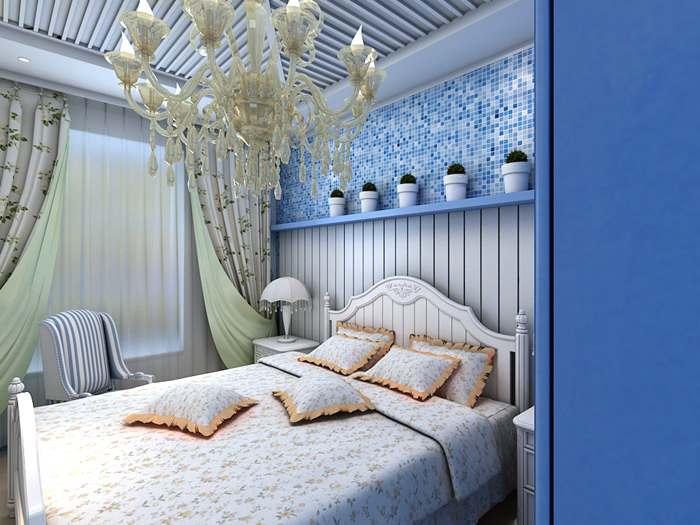 金色漫香林 地中海 高度国际 装修设计 高度希文 卧室图片来自高度国际装饰宋增会在地中海 三居 一眼爱上的色彩家的分享