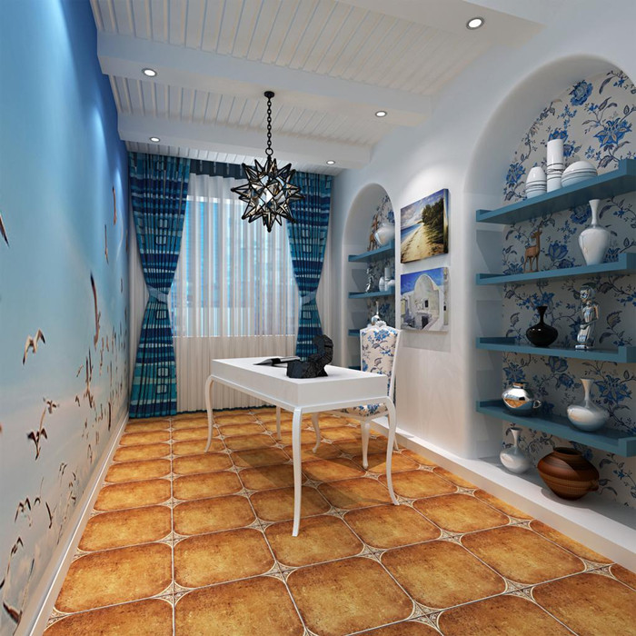 中海城小区 二居室 地中海 高度国际 装修设计 书房图片来自高度国际装饰宋增会在惊艳蓝色  打造琴瑟和谐温馨家的分享