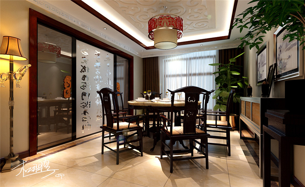 中式 小资 80后 收纳 白领 四居 餐厅图片来自shichuangyizu在悦泽苑160平米传统中式的分享