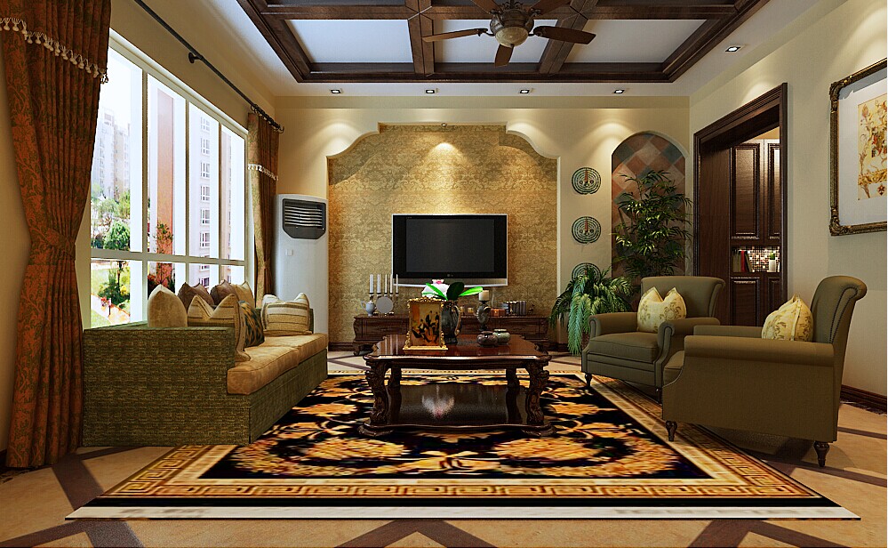客厅图片来自大业美家装饰在清华大溪地美式风格220平装修的分享