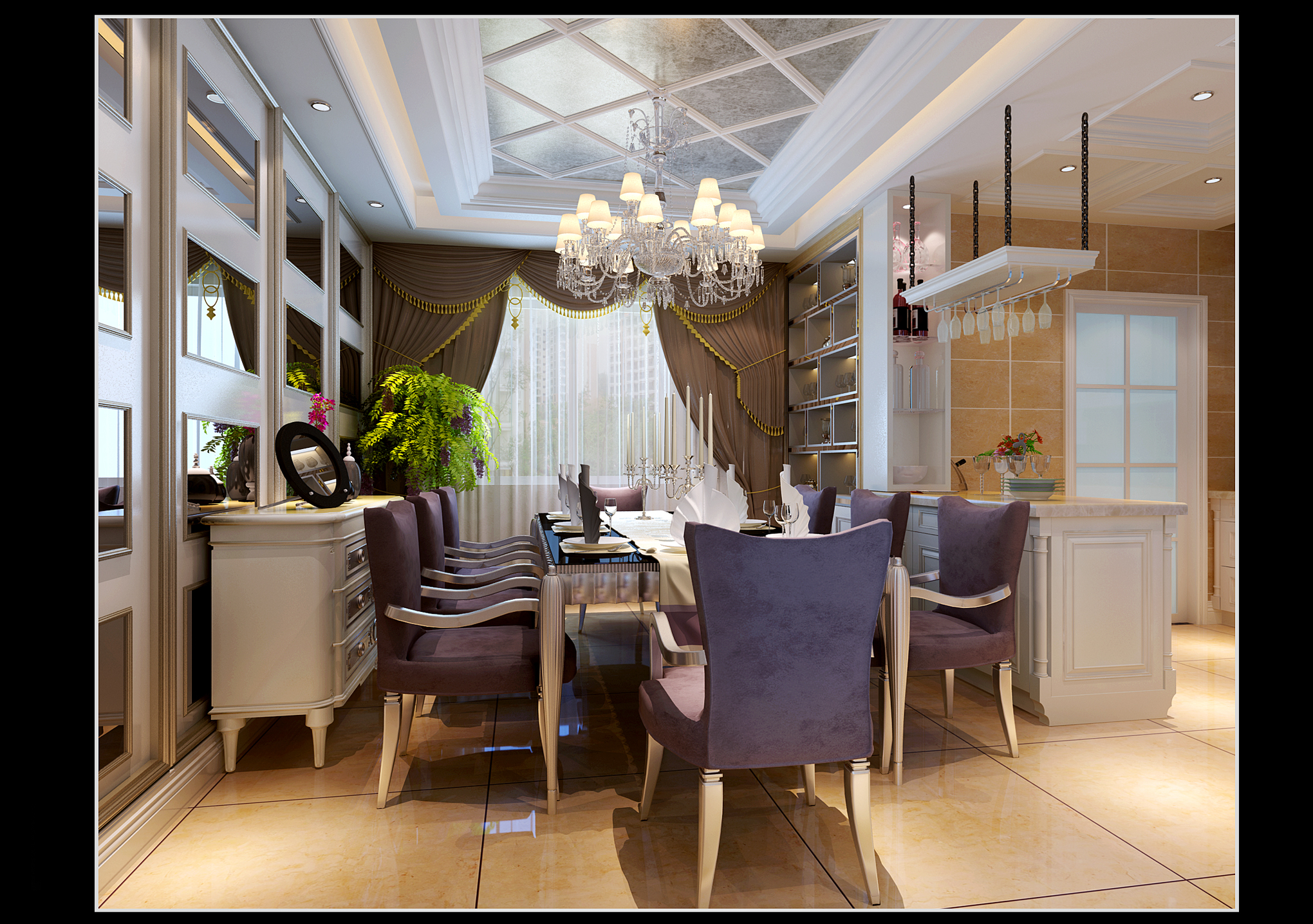 欧式 小资 餐厅图片来自今朝装饰老房专线在150平，四居室，现代欧式的分享