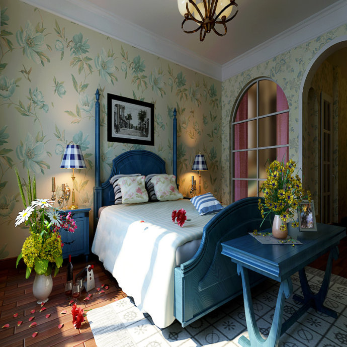卧室图片来自今朝装饰老房专线在194平，简爱地中海的分享
