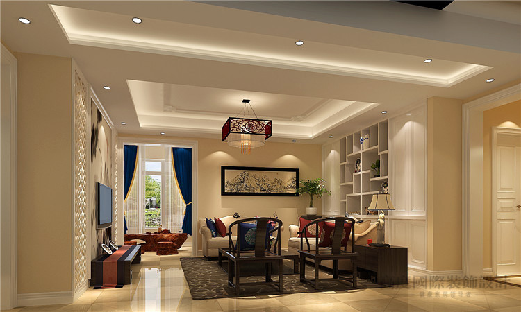 简约 中式 三居 客厅图片来自高度国际设计装饰在K2百合湾120平米简约中式的分享