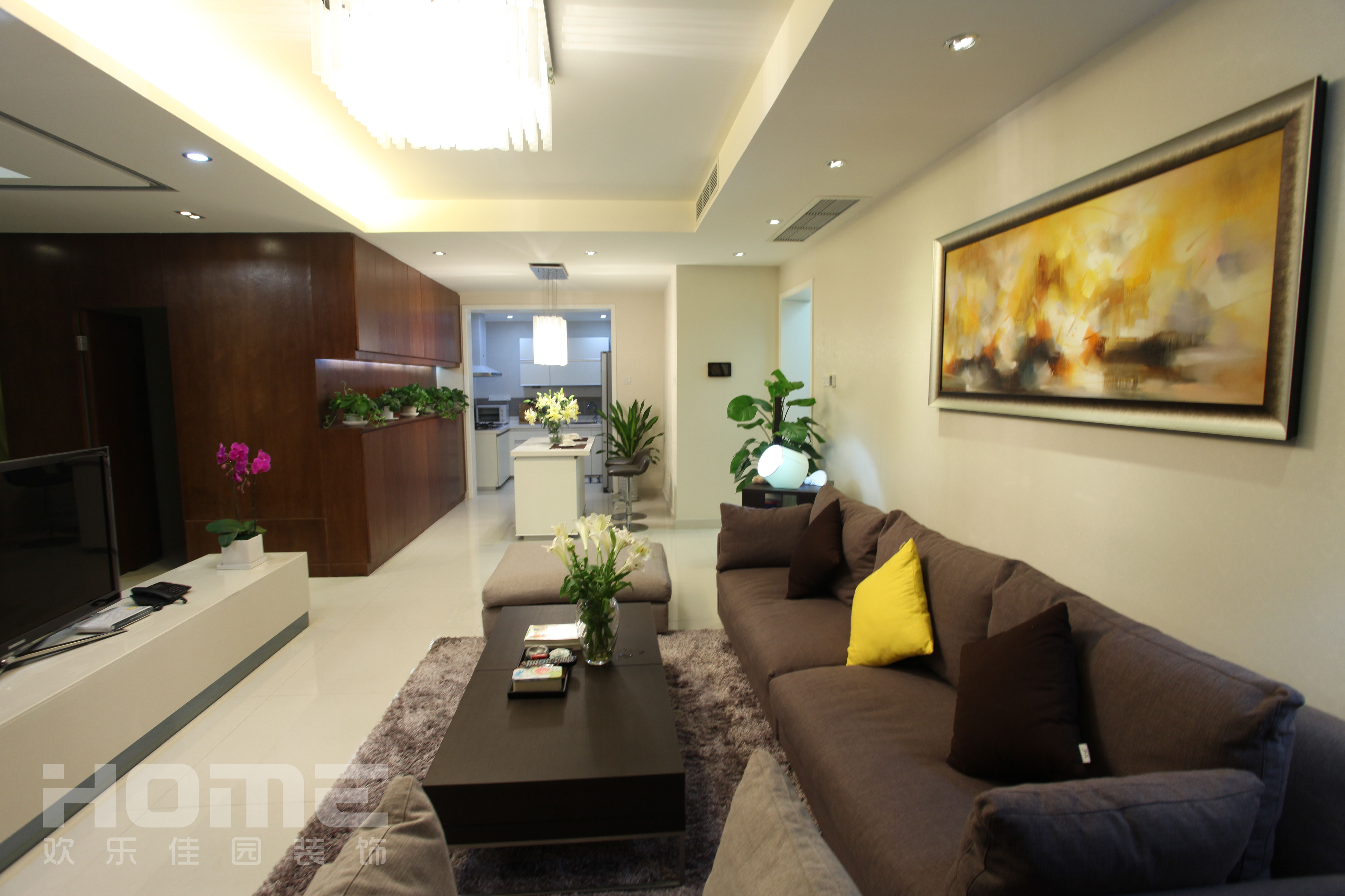 简约 现代 三居 客厅图片来自四川欢乐佳园装饰在保利金香槟现代风的分享