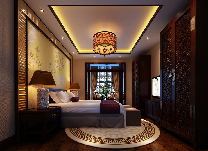新中式 四居室 白领 收纳 80后 小资 卧室图片来自实创装饰都琳在32万打造376平米中式四居室的分享