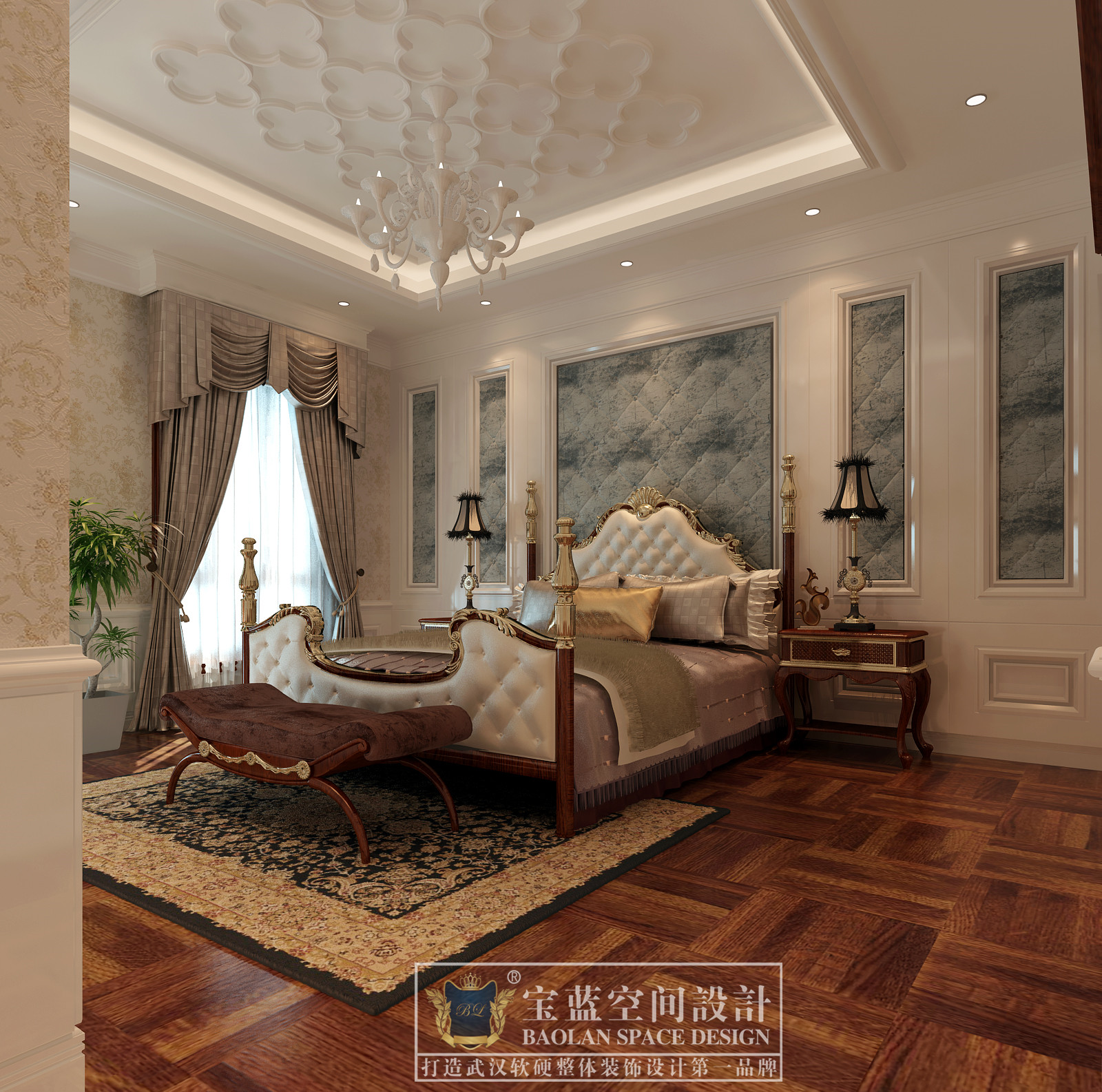 半包 欧式 卧室图片来自众意装饰在武汉玉龙岛花园别墅的分享