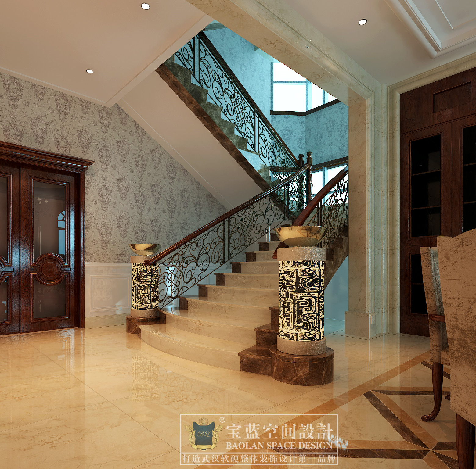 半包 欧式 楼梯图片来自众意装饰在武汉玉龙岛花园别墅的分享