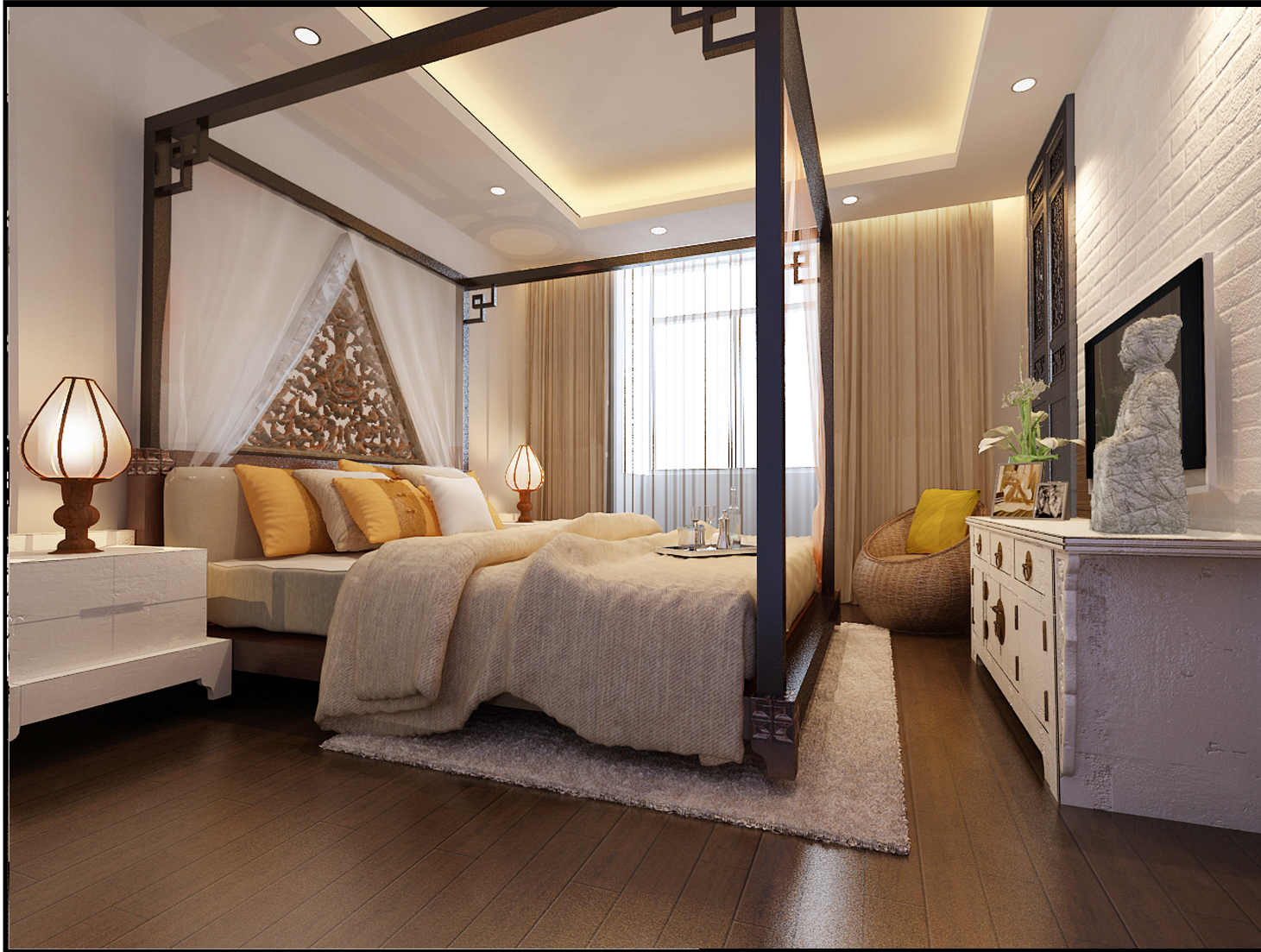 中式风格 实创装饰 整体家装 云龙家园 卧室图片来自北京实创装饰在云龙家园120平米中式韵味的分享