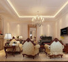 客厅作为待客区域，以白色为底，加上吊灯的呼应，体现浓厚的现代感。