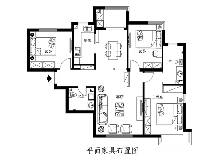 欧式风格 实创装饰 整体家装 三居室装修 户型图图片来自北京实创装饰在金盏家园120平米三居室欧式风格的分享