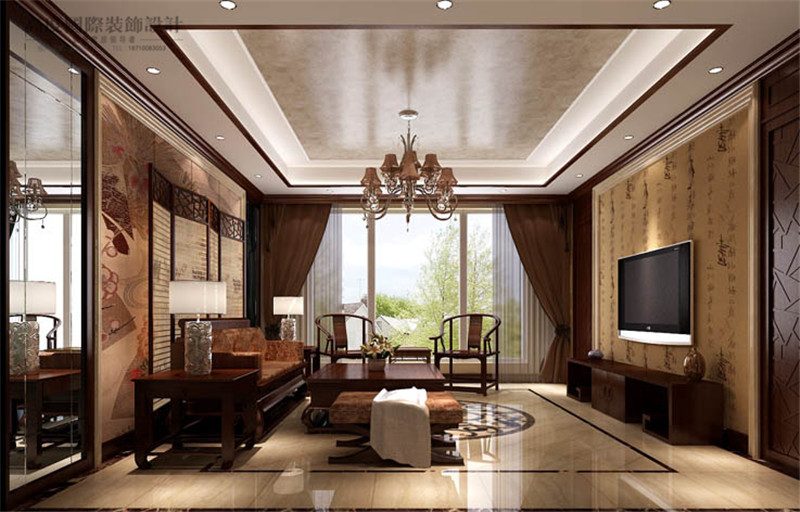 新中式 平层 175平米 风格 装饰设计 客厅图片来自高度国际王慧芳在新中式风格东湖湾175平米设计的分享