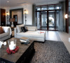 客厅：黑白灰加上自然的木纹质感营造低调却格调的客厅空间