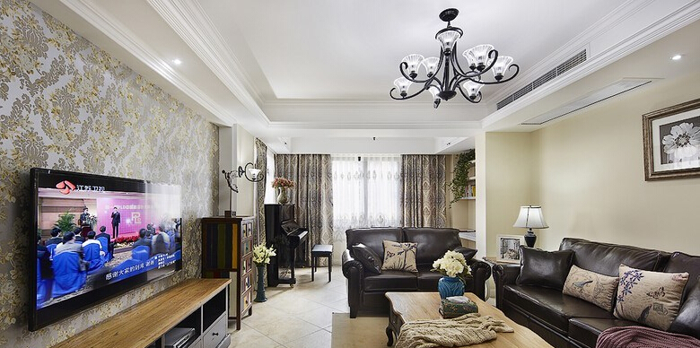 三居 美式 客厅图片来自佰辰生活装饰在【高清】140平豪装优雅美式三居的分享