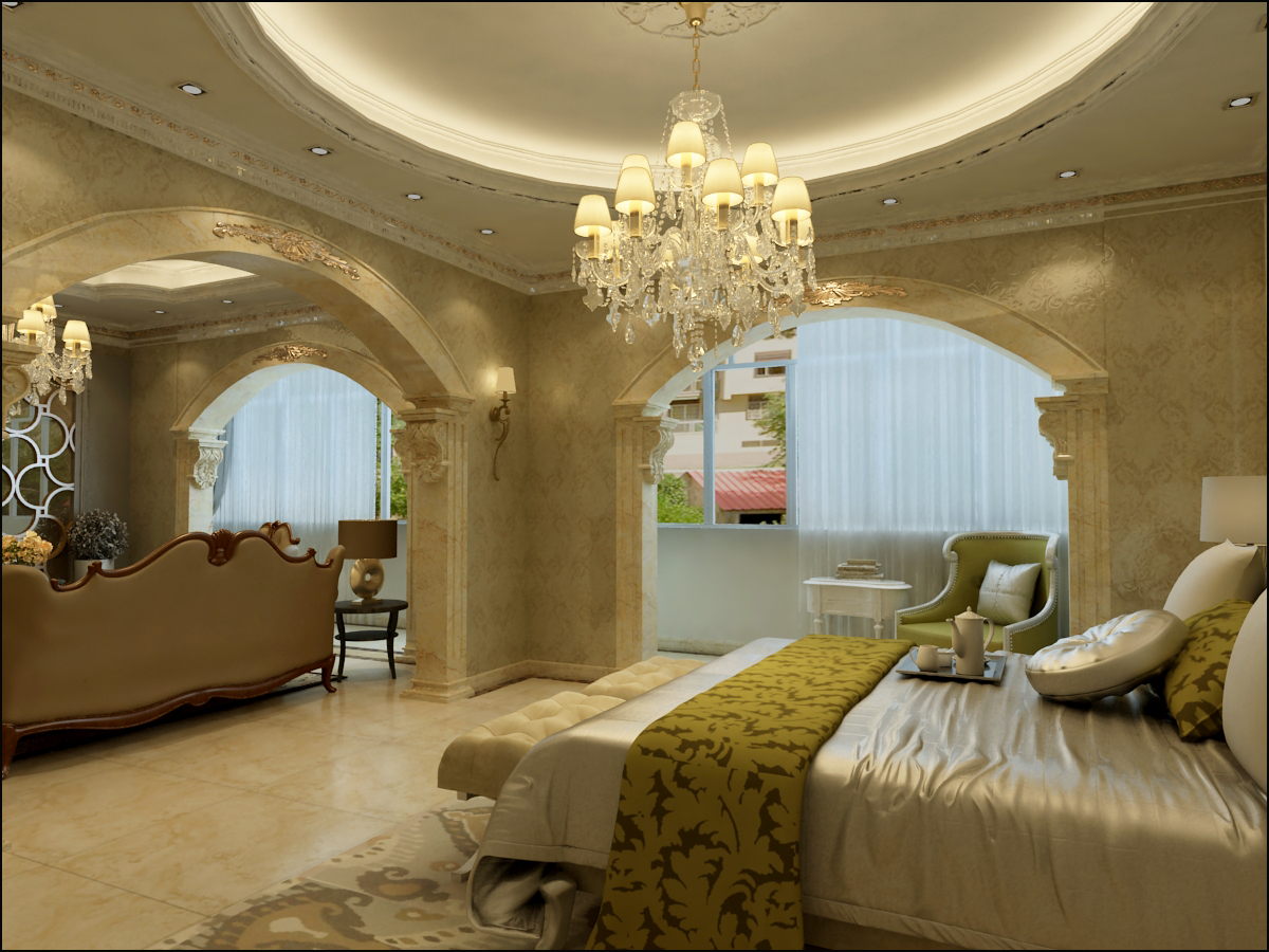 欧式风格 实创装饰 别墅装修 整体家装 卧室图片来自北京实创装饰在孔雀城235平米别墅欧式风格的分享