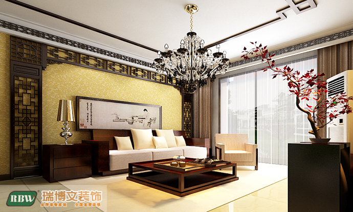 中式 三居 客厅图片来自石家庄瑞博文张琳在四季花城--148平米中式风的分享