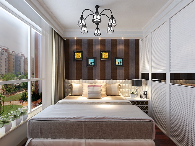 简约 二居 80后 小资 卧室图片来自上海实创-装修设计效果图在90平现代简约休闲雅居的分享