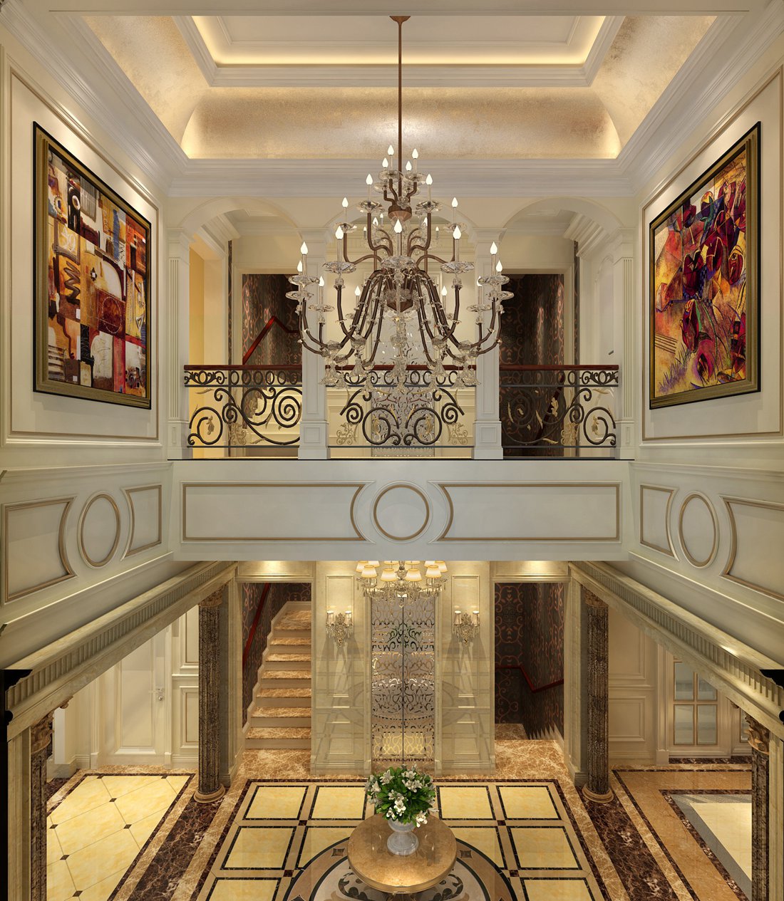 新古典 别墅 白领 尚层装饰 远洋天著 大厅 客厅图片来自北京别墅装修案例在金色维也纳一样的家的分享