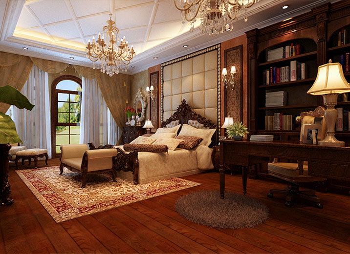 武汉实创 别墅 美式 土豪 高富帅 卧室图片来自静夜思在轻松休闲奢华舒适别墅的分享