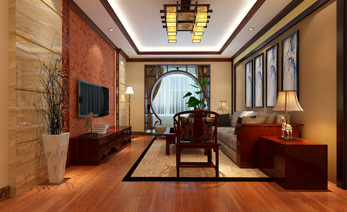 简约 中式风格 三居 客厅图片来自实创装饰上海公司在新中式风格-三居室的分享