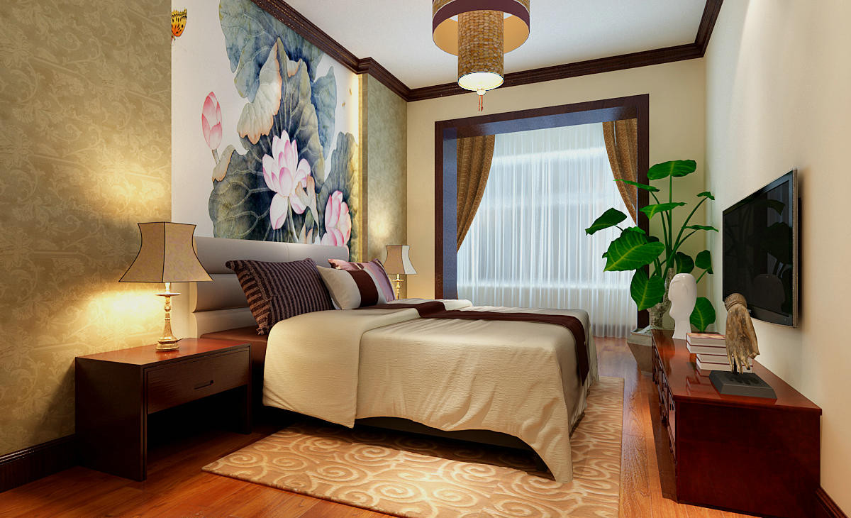 简约 中式风格 三居 卧室图片来自实创装饰上海公司在新中式风格-三居室的分享