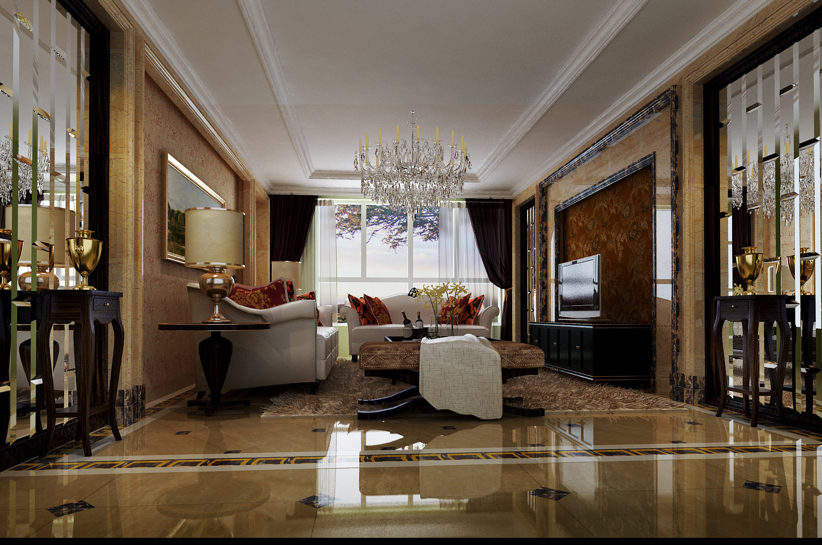 欧式 二居 白领 收纳 80后 小资 客厅图片来自实创装饰都琳在8.2万装扮高大上的欧式两居的分享